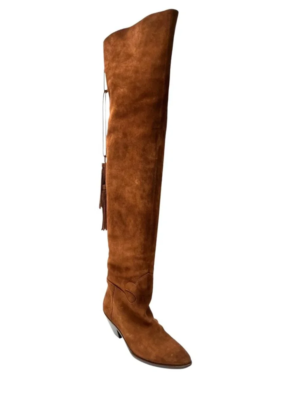 SAINT LAURENT Over The Knee Tassel Suede Boots sz 8.5